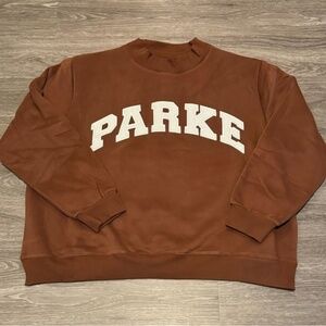 PARKE Hometown Varsity Mockneck Mocha + Cloud NWT